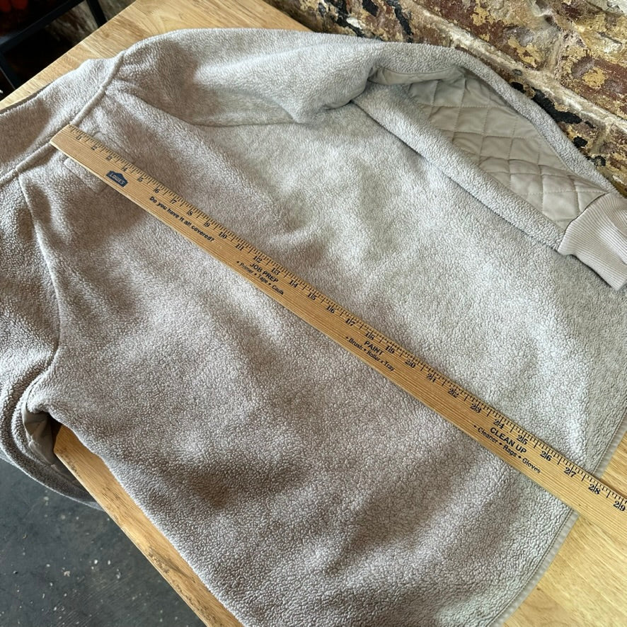 Abercrombie Fitch Women’s Asymmetrical Snap Fleece Tan Beige Large Sherpa