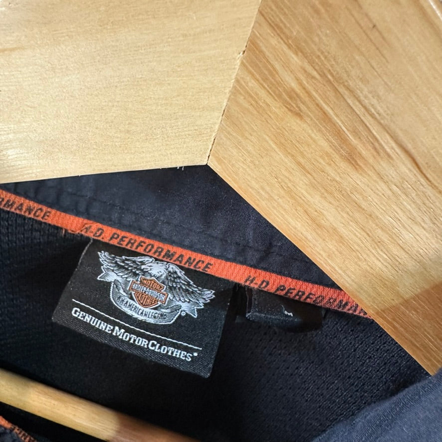 Harley Davidson Mens Embroidered Snap Button up Black Medium Shirt Skull Wings