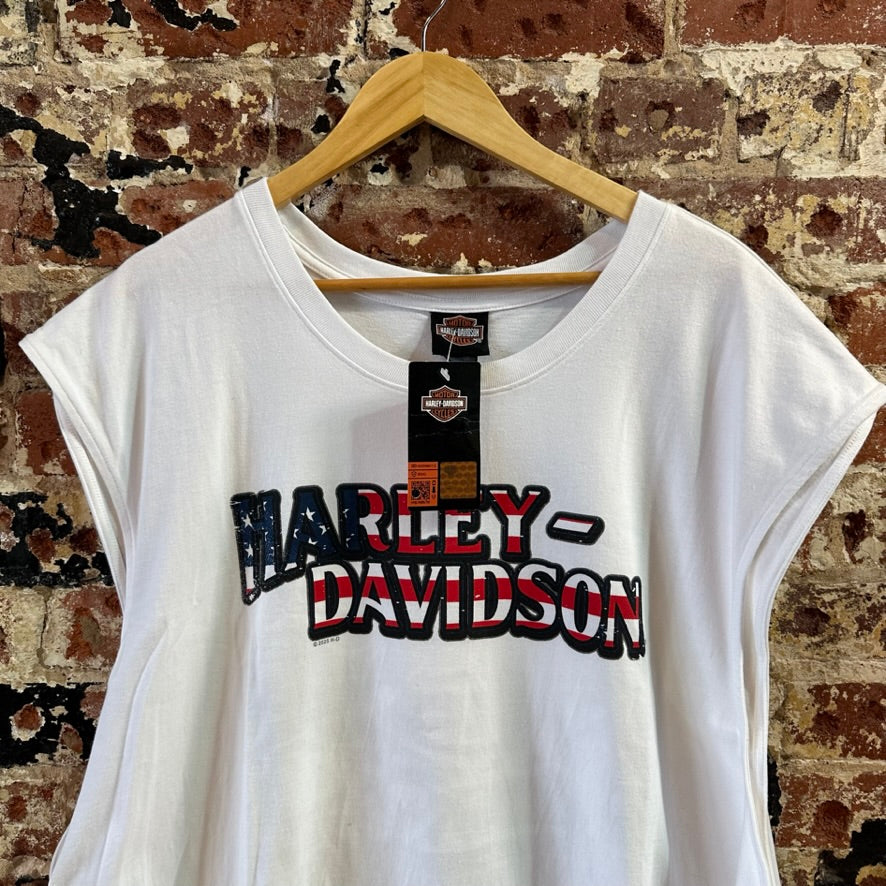 Harley Davidson Men's 5XL Sleeveless White T-Shirt NEW