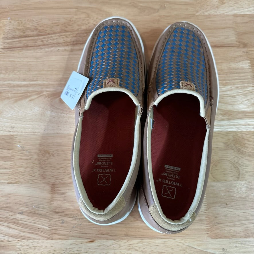 Twisted X Casual Shoes Mens Driving Mocs 13 Checker Brown Blue