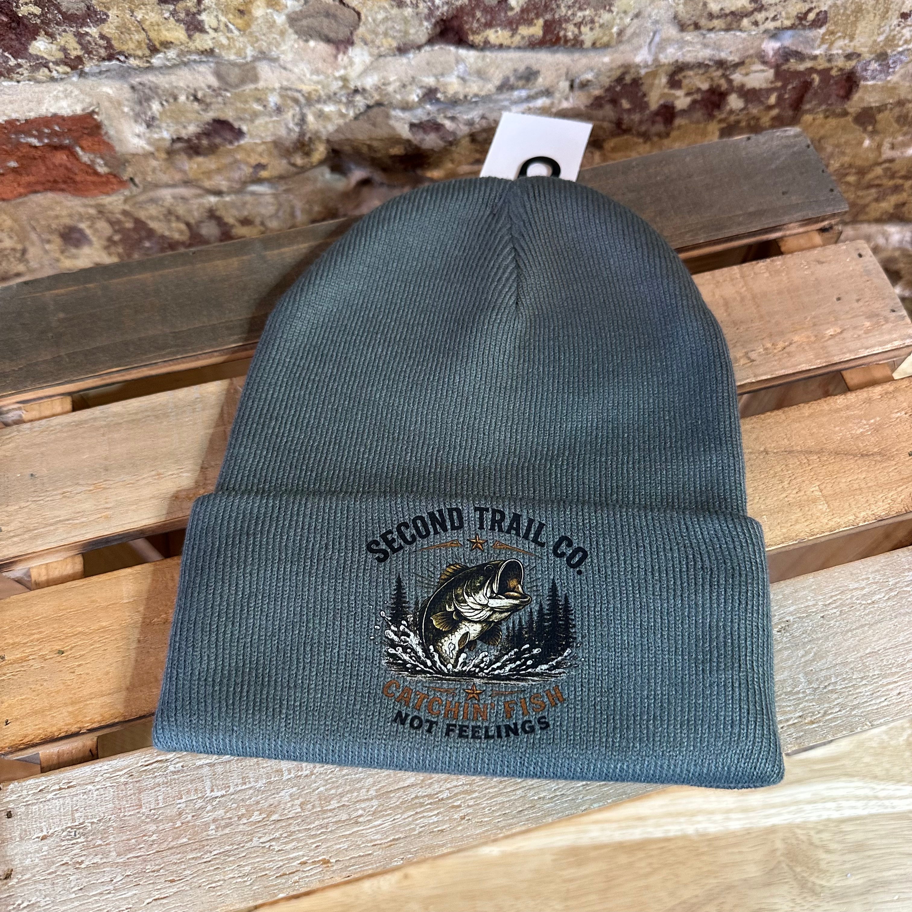 Second Trail Fishing Gray Beanie New