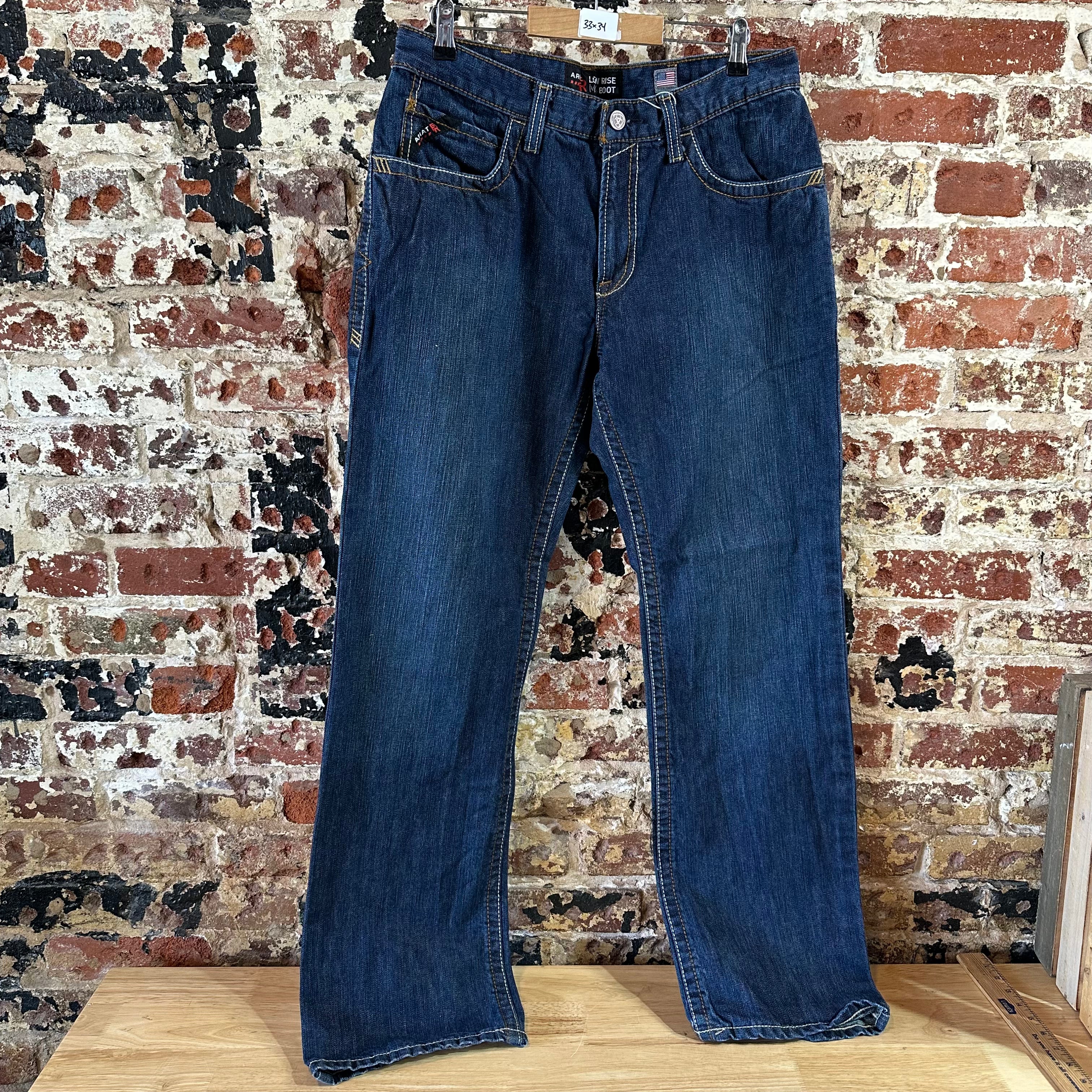 Ariat FR Mens 33x34 Blue M4 Low Rise Bootcut Jeans