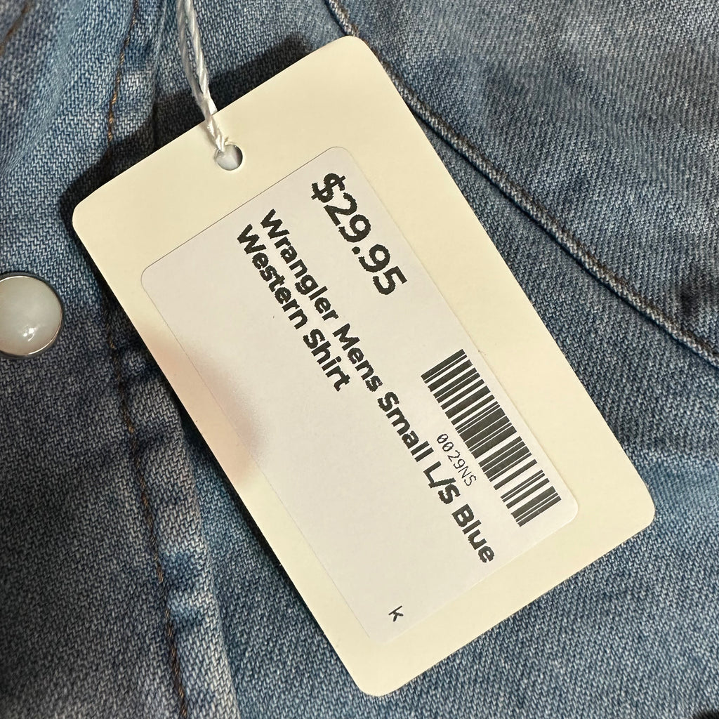 Wrangler Men's Small Blue Western Jean Shirt