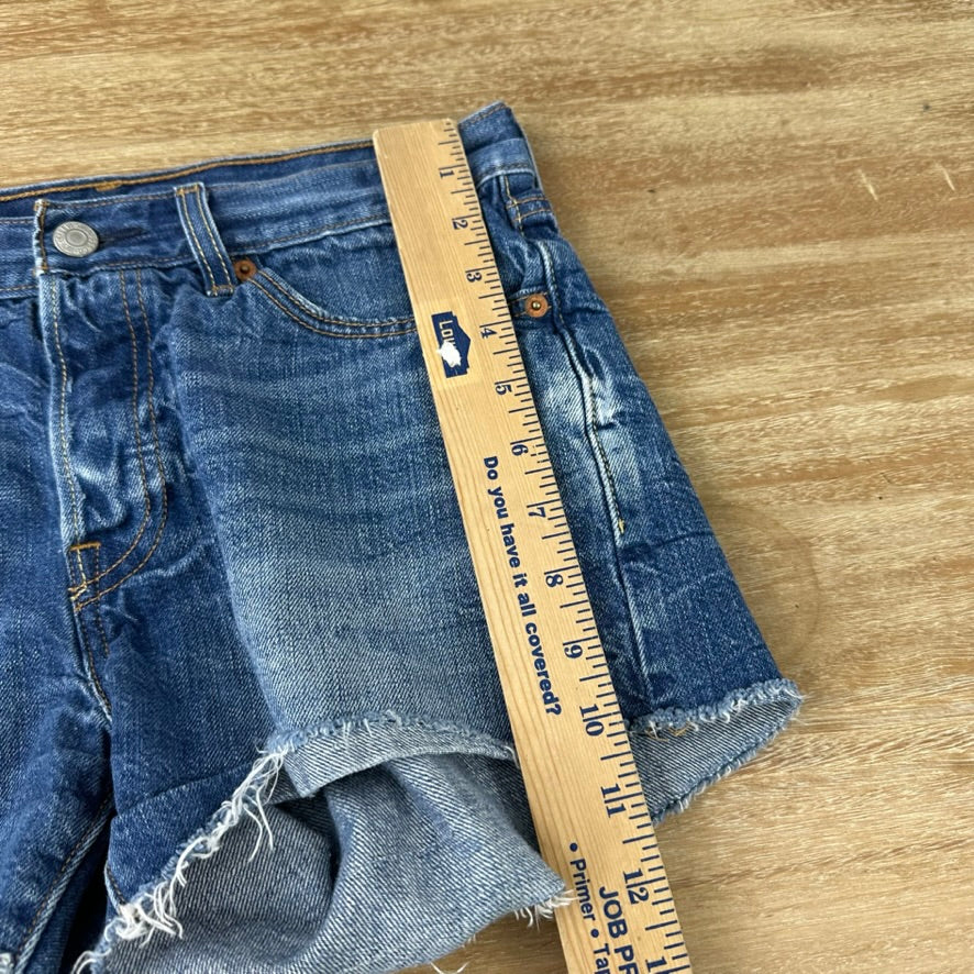 Levi's Cut Off Denim Blue Jean Shorts Womens 27 Distressed - 30x3"