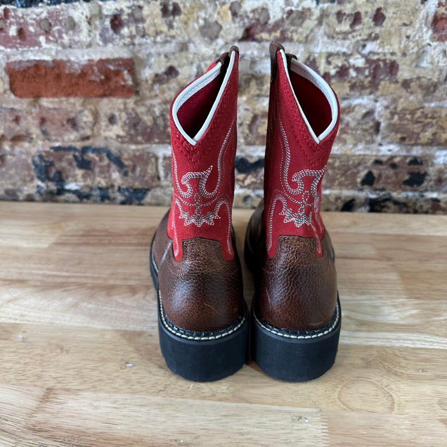 Women's Ariat Cowboy Boots Style 10010924 Brown Red Uppers Blue Stitch Size 10 B