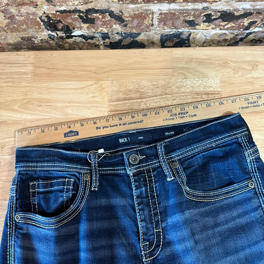 BKE Mens 34x34 Blue Jeans