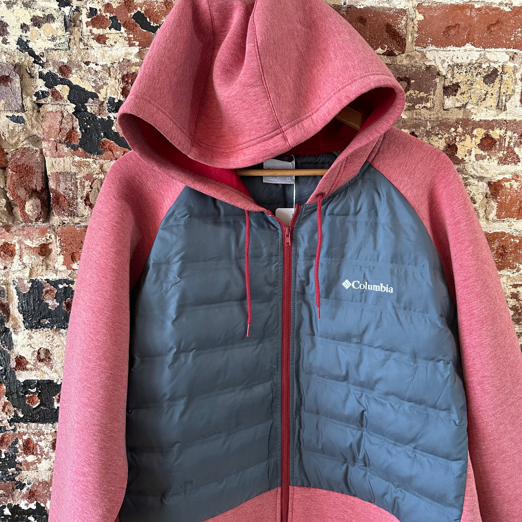 Columbia Men's Northern Comfort II Hoodie Jacket Red Gray Quilted Full Zip LT