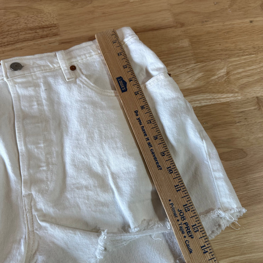 Levi's Cut Off Denim White Jean Shorts Womens 34 Distressed - 34x2.5"