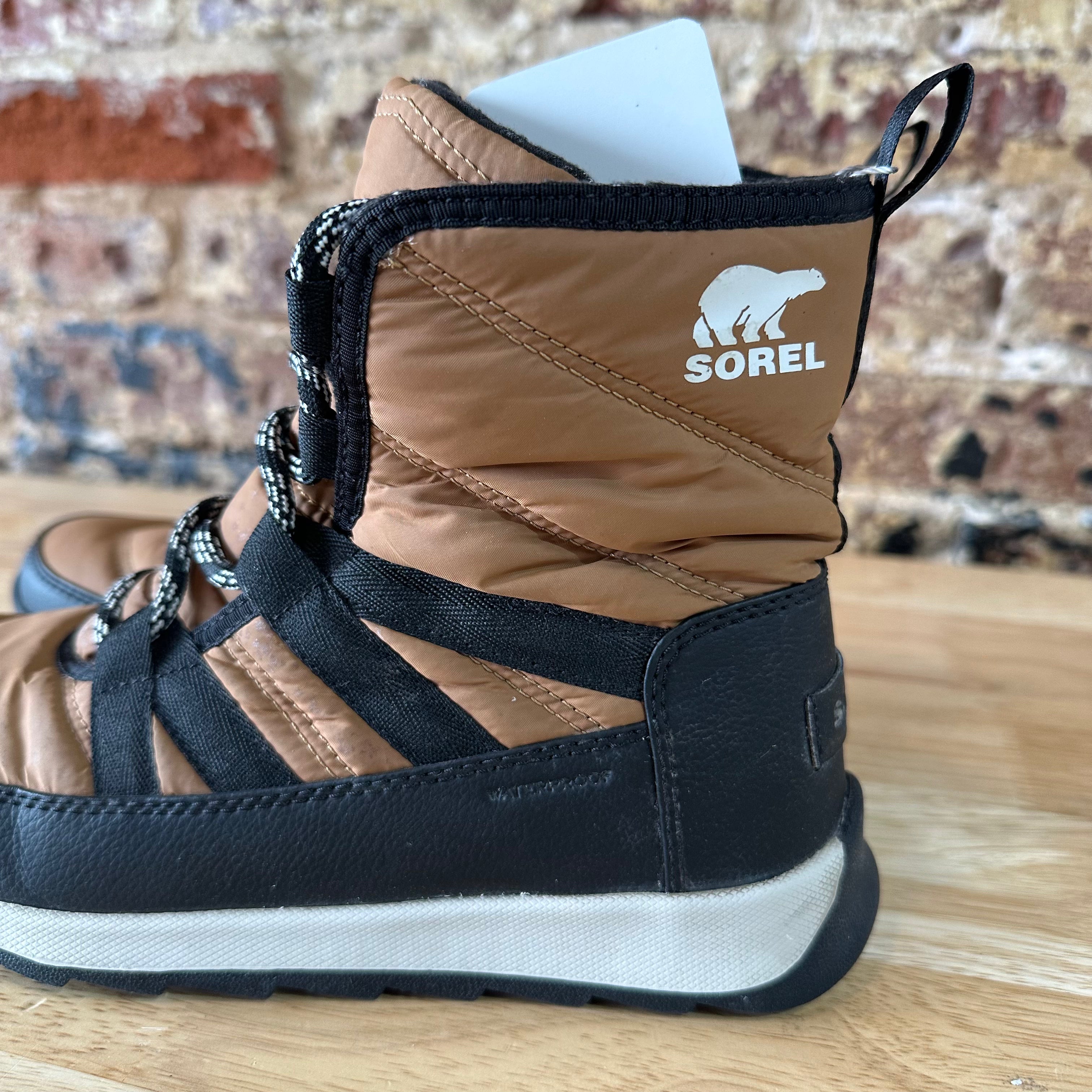 Sorel Whitney II Short Elastic Lace Winter Boots Waterproof Elk Womens 6 Brown