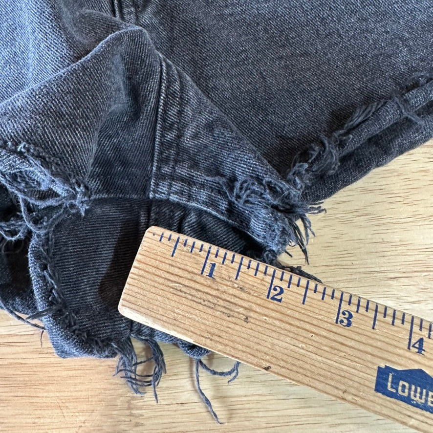 Wild Fable Super High Rise Cutoff Denim Shorts Black Distressed Womens 12 (34x2)