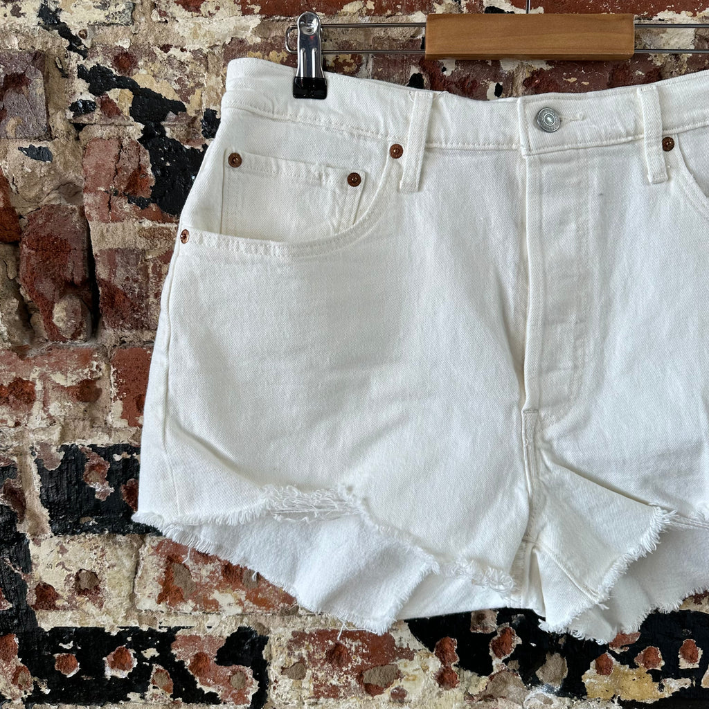 Levi's Cut Off Denim White Jean Shorts Womens 34 Distressed - 34x2.5"