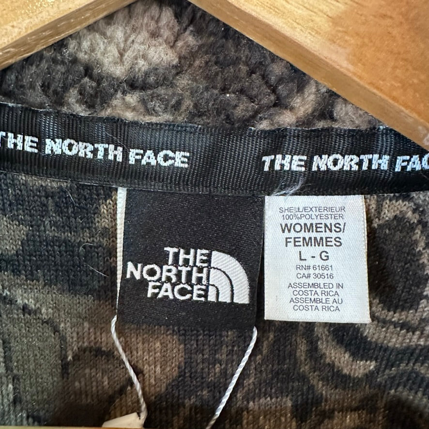 VTG THE NORTH FACE Womens Large 1/2 Zip black Brown Fleece Aztec expedition