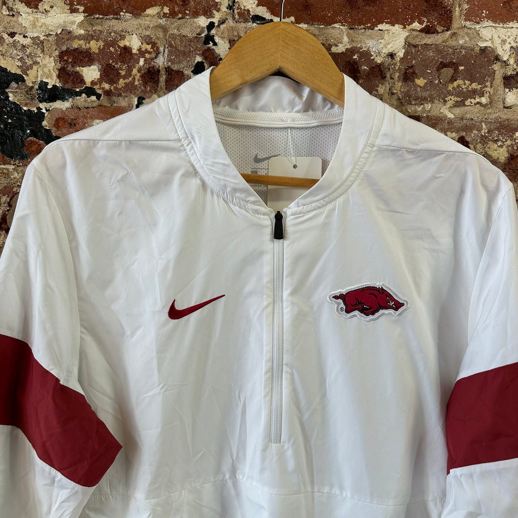 Nike Arkansas Razorbacks 1/4 Zip Sideline Pullover Jacket Mens Small White