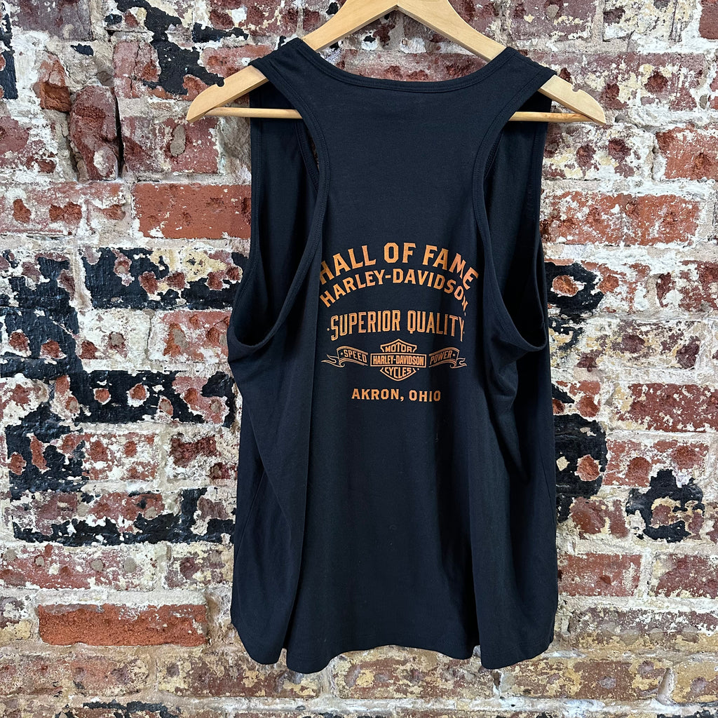 Harley Davidson Women's 2XL Tank Top Black Hall of Fame Ohio Flame NEW