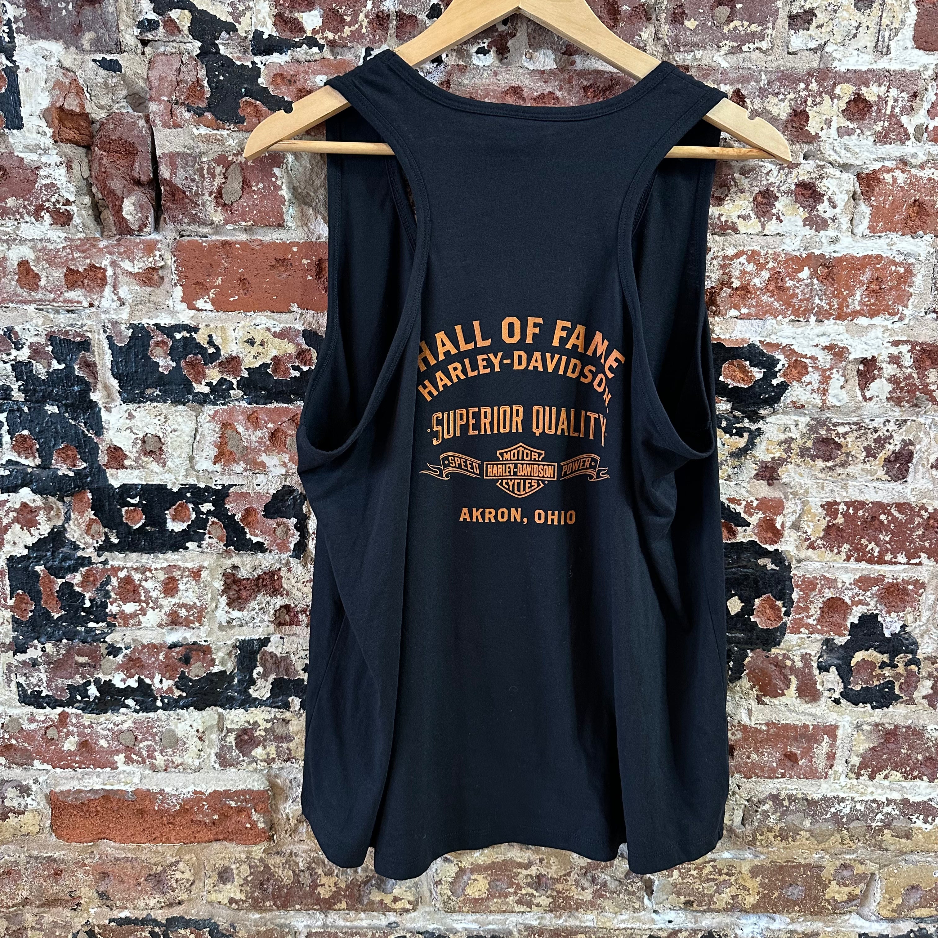 Harley Davidson Women's 2XL Tank Top Black Hall of Fame Ohio Flame NEW