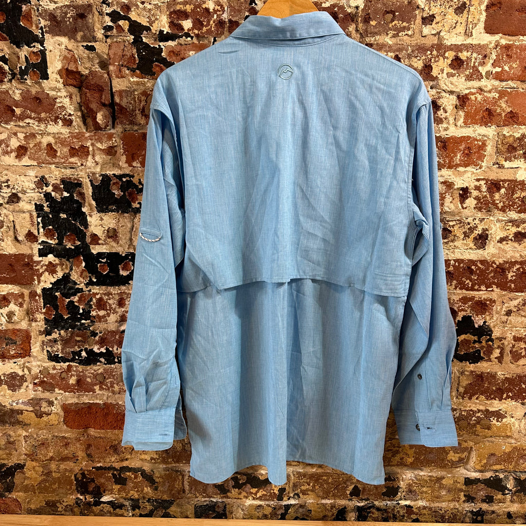 Magellan Shirt Mens Small Long Sleeve Button Down Fish Gear Blue NEW