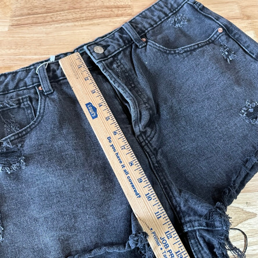 Wild Fable Super High Rise Cutoff Denim Shorts Black Distressed Womens 12 (34x2)