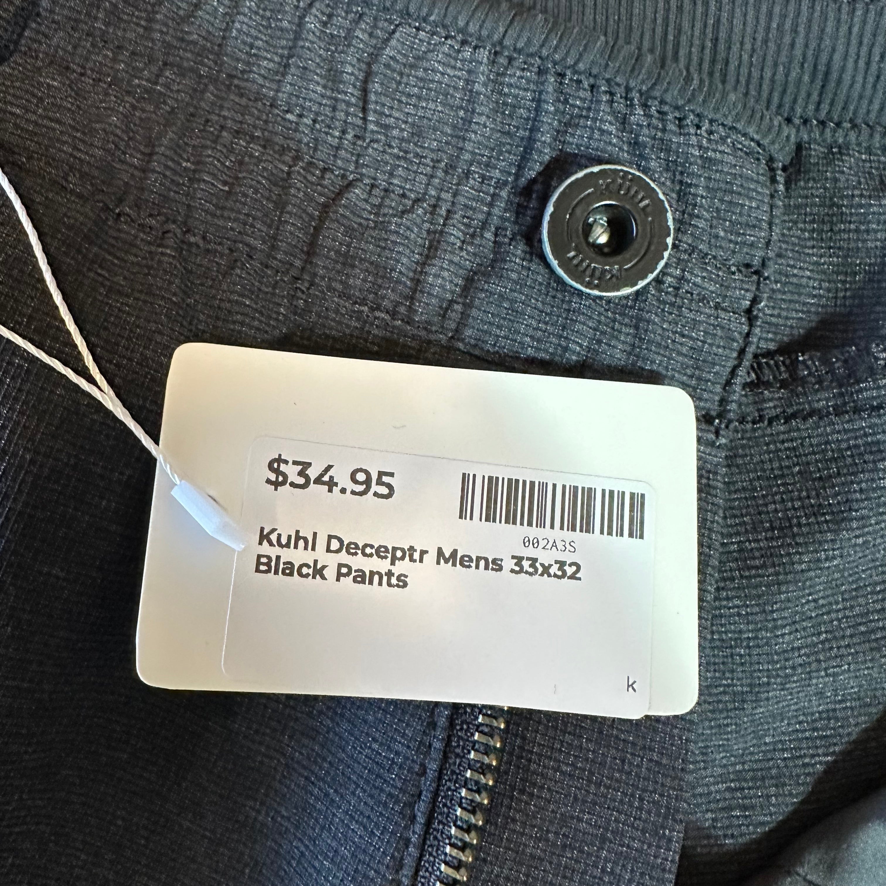 Kuhl Deceptr Mens 33x32 Black Pants