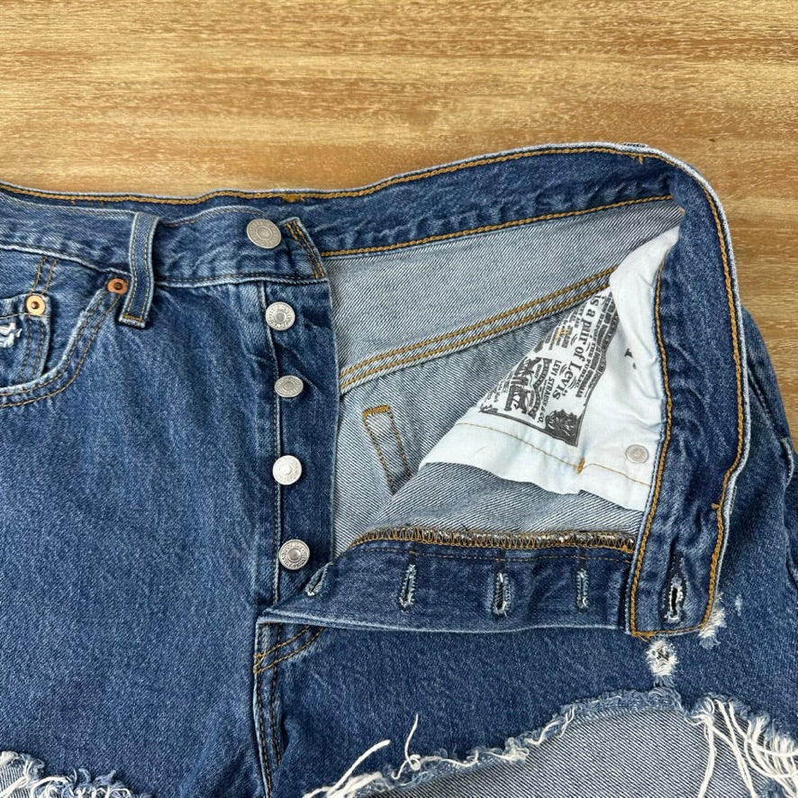 Levi's Cut Off Denim Blue Jean Shorts Womens 32 Distressed - 32x3"