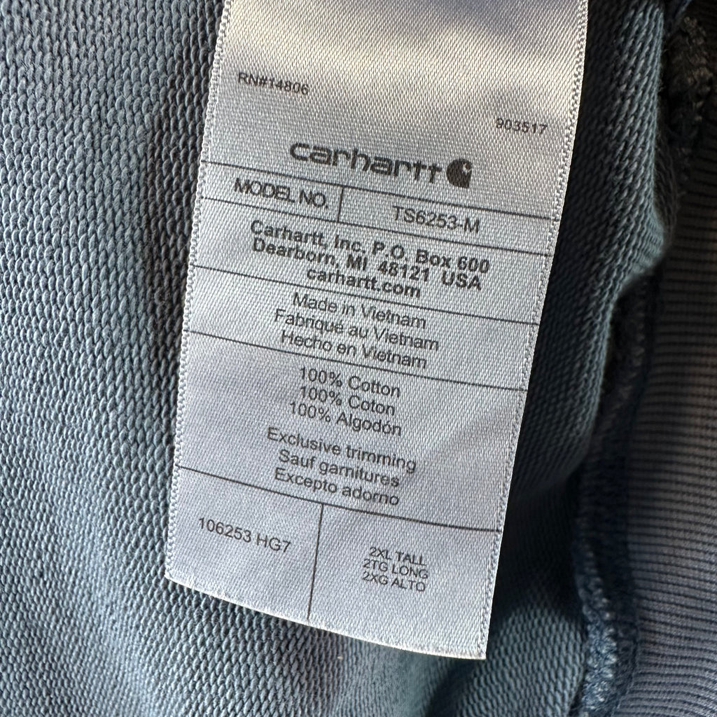 Carahrtt Blue Garment Dyed Hoodie Mens 2XL Tall