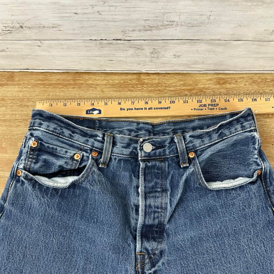 Levi's Cut Off Denim Blue Jean Shorts Womens 32 Distressed - 30x4.5"