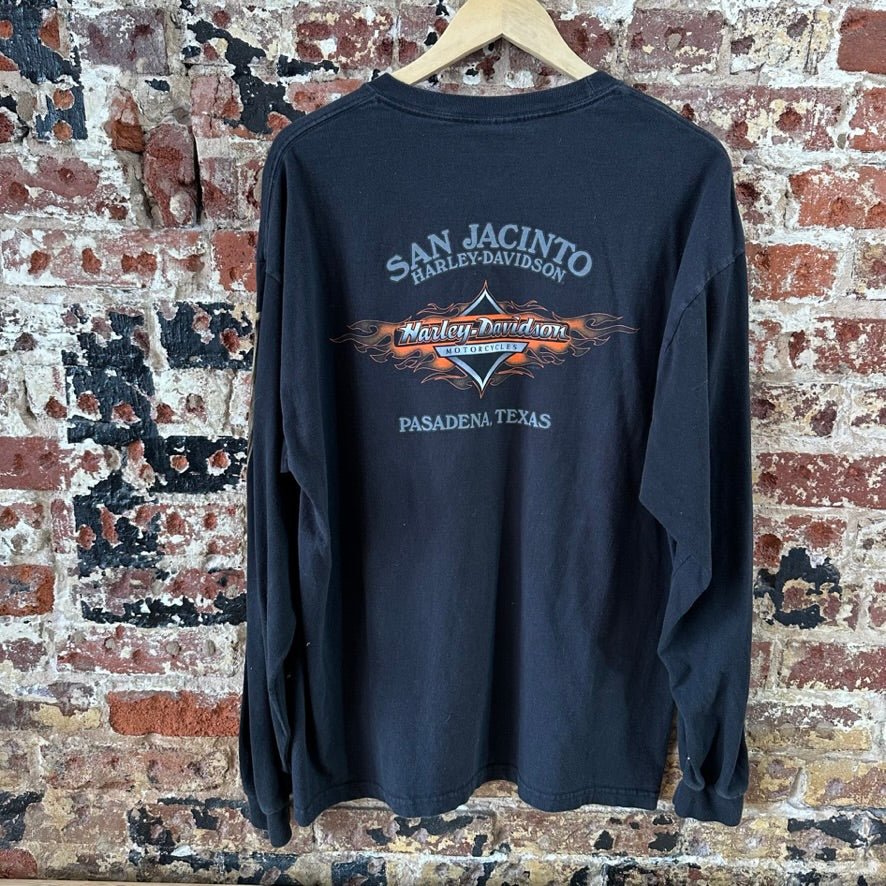 Harley Davidson T-Shirt Mens XL Long Sleeve Rare Skelton Bones