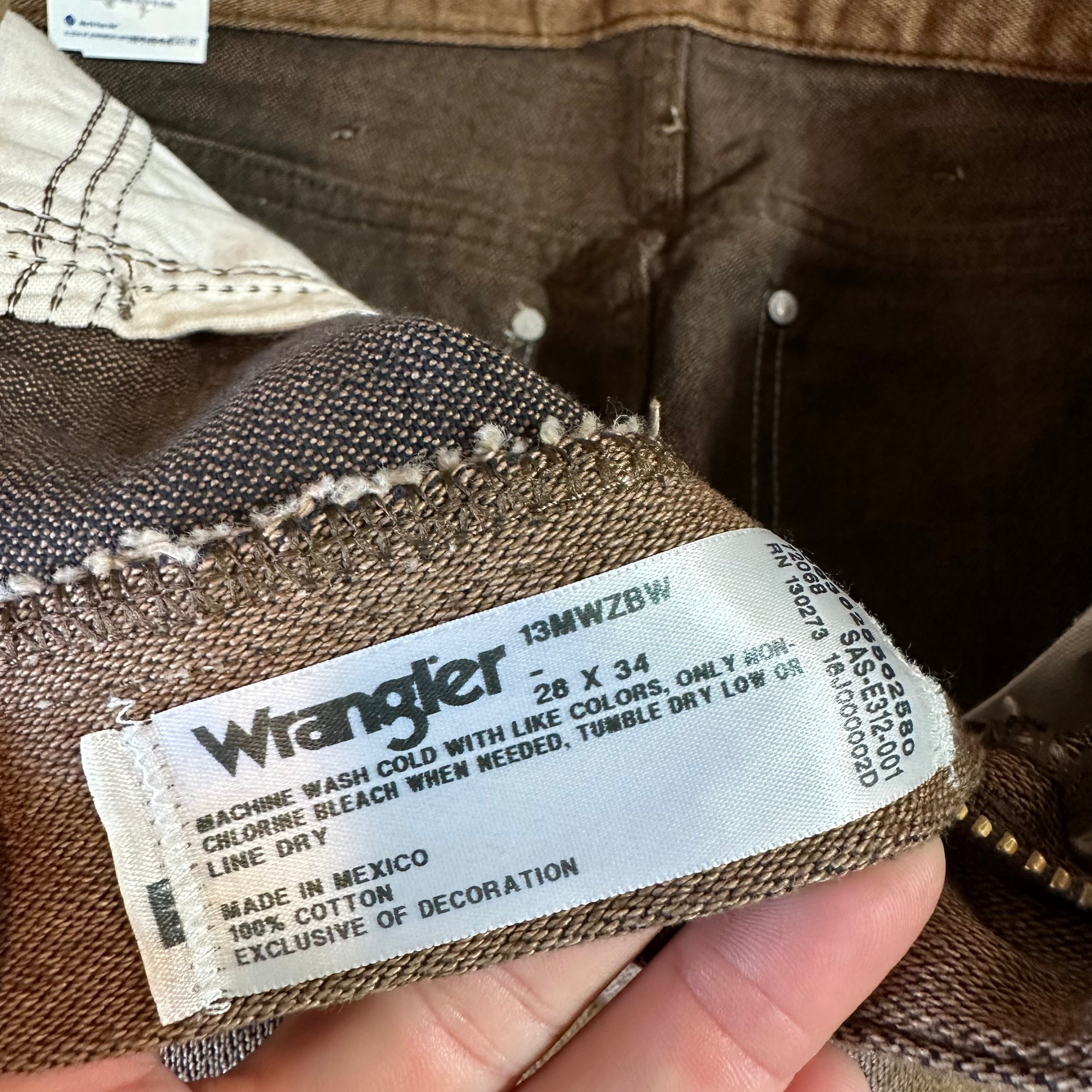 Wrangler Mens 28X34 Brown Jeans NEW
