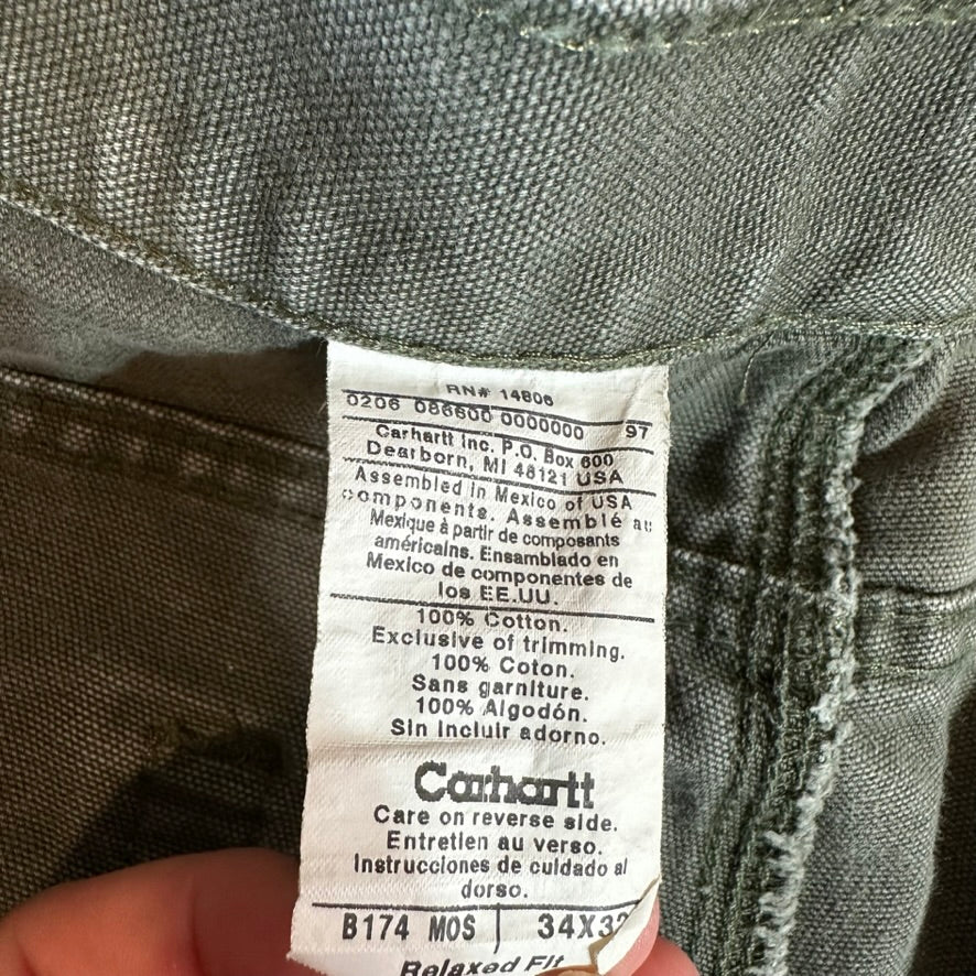 Carhartt B174 MOS Mens 34x32 Green Pants