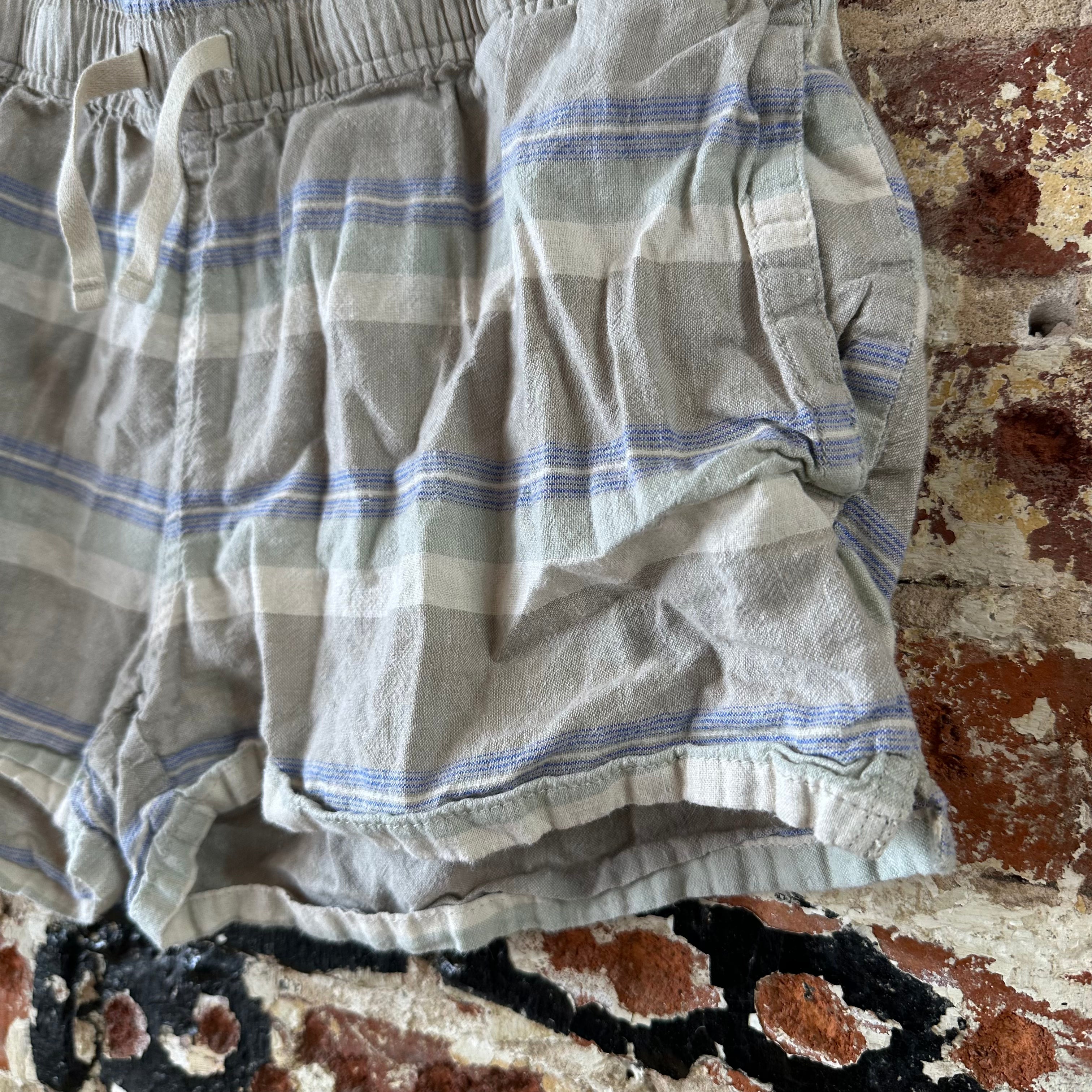 Patagonia Women's Island Hemp Baggies Shorts Stripe Size Small gray blue
