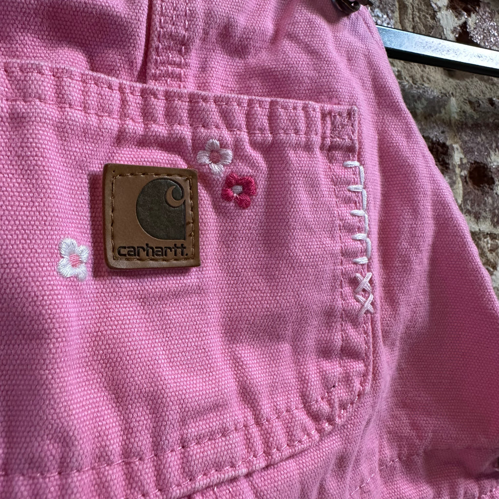 Carhartt Toddler Girls Size 7M pink Jean skirt denim bibs overalls cotton