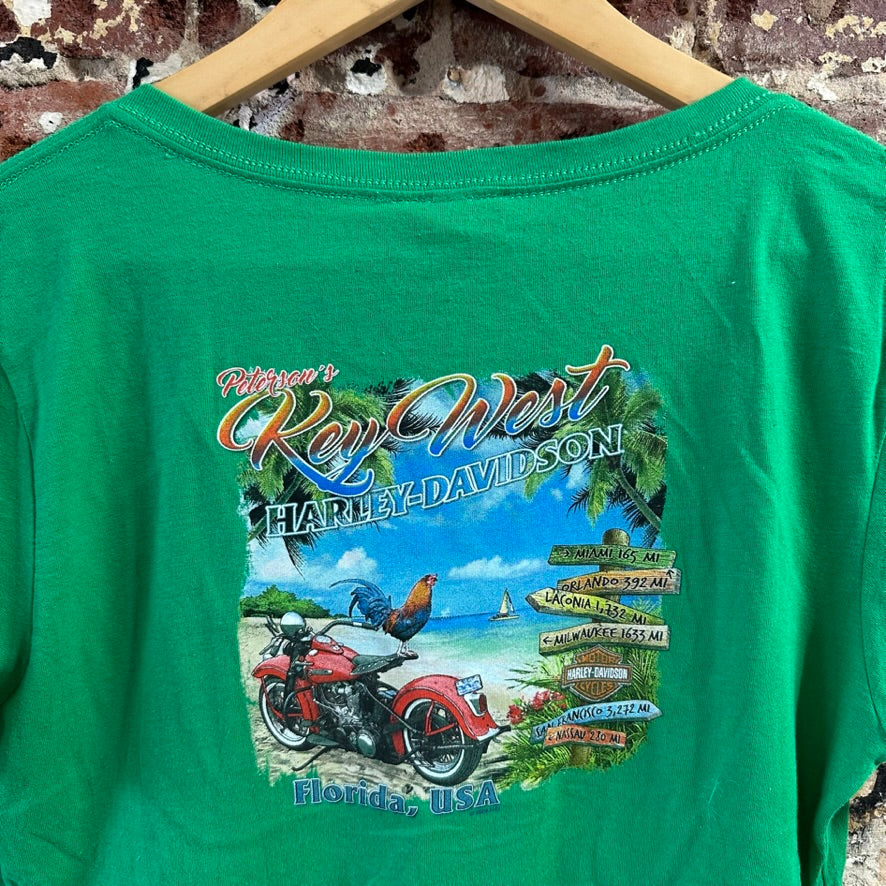 Harley Davidson Women's XL Short Sleeve green T-Shirt V-Neck NEW