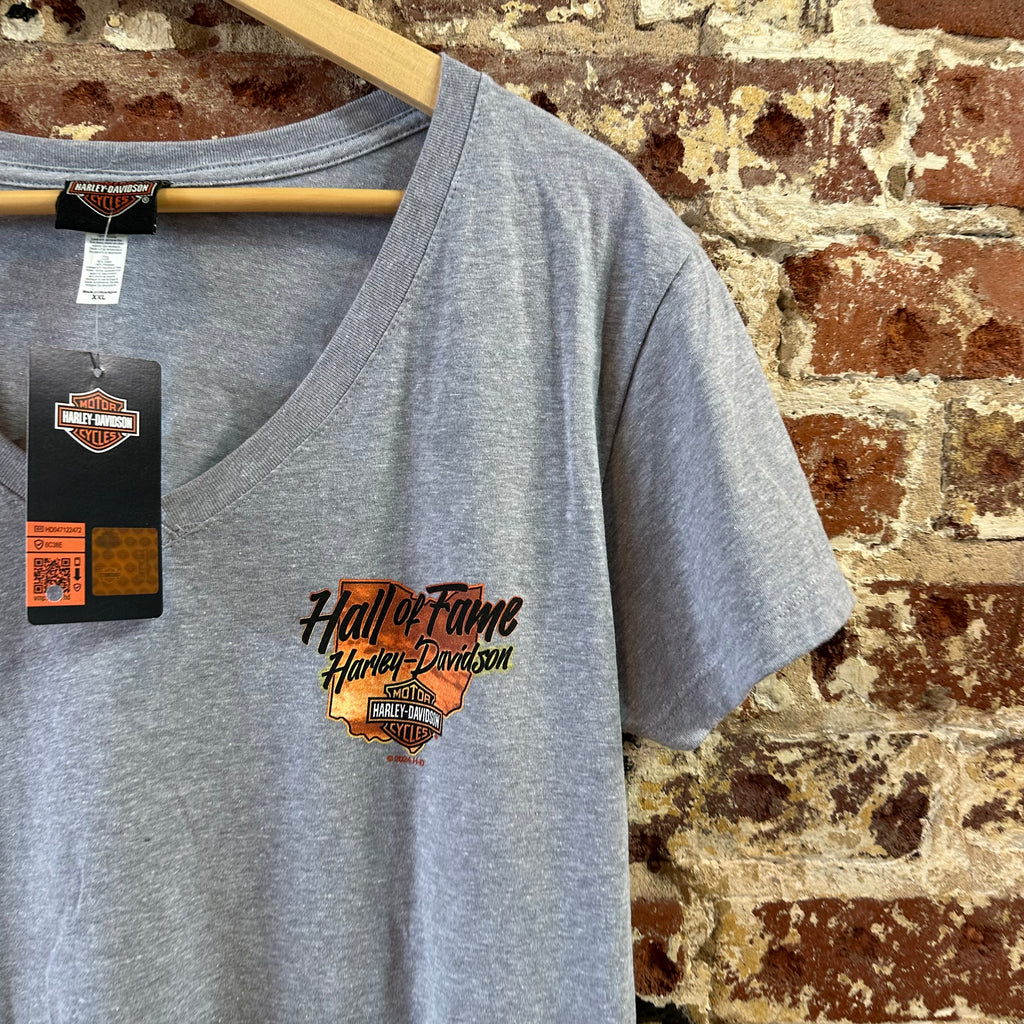 Harley Davidson Women's 2XL Short Sleeve Gray T-Shirt V-Neck NEW
