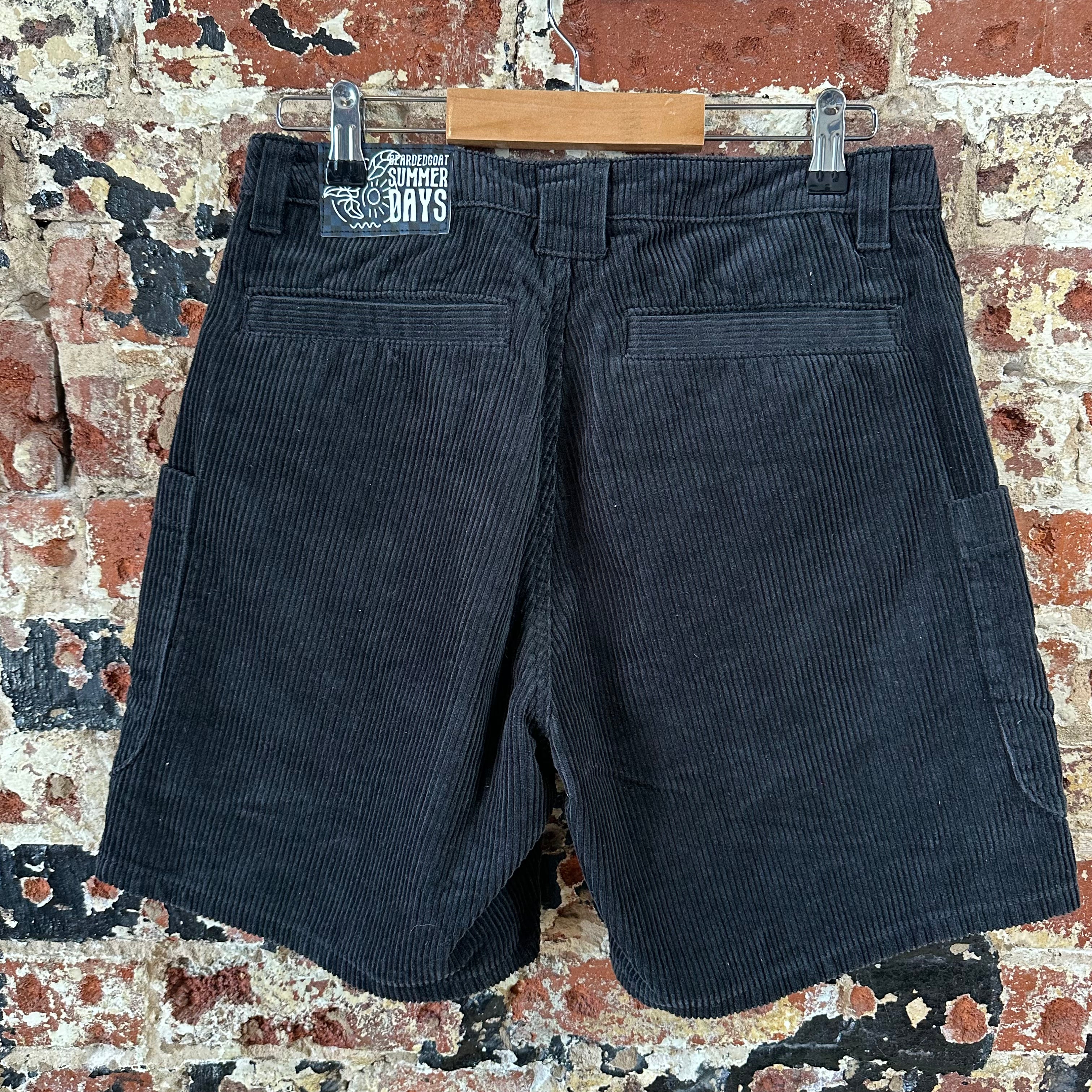 Bearded Goat Mens 28 Black Corduroy Shorts