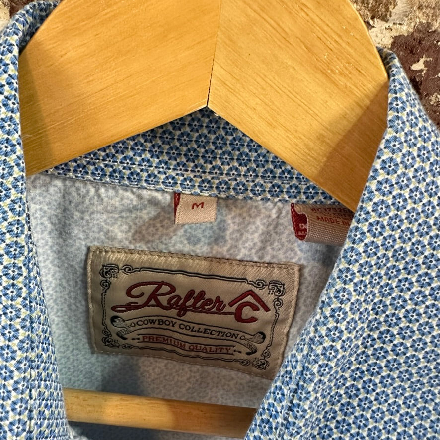 Rafter C Shirt Mens Medium Blue Western Pearl Snap Cowboy Collection Rodeo L/S