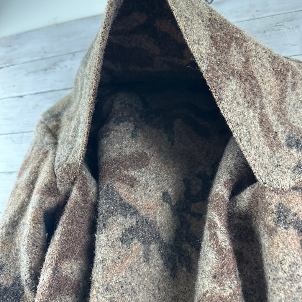 Vintage Sleeping Indian Designs Wool Camo Zip Up Jacket Made In USA Sz 2XL