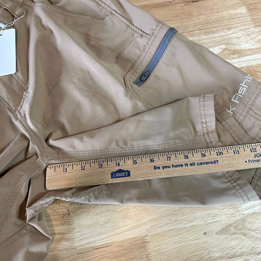 HUK Fishing Shorts Mens XL 39" waist Tan Fishing Outdoor Hiking 10" inseam