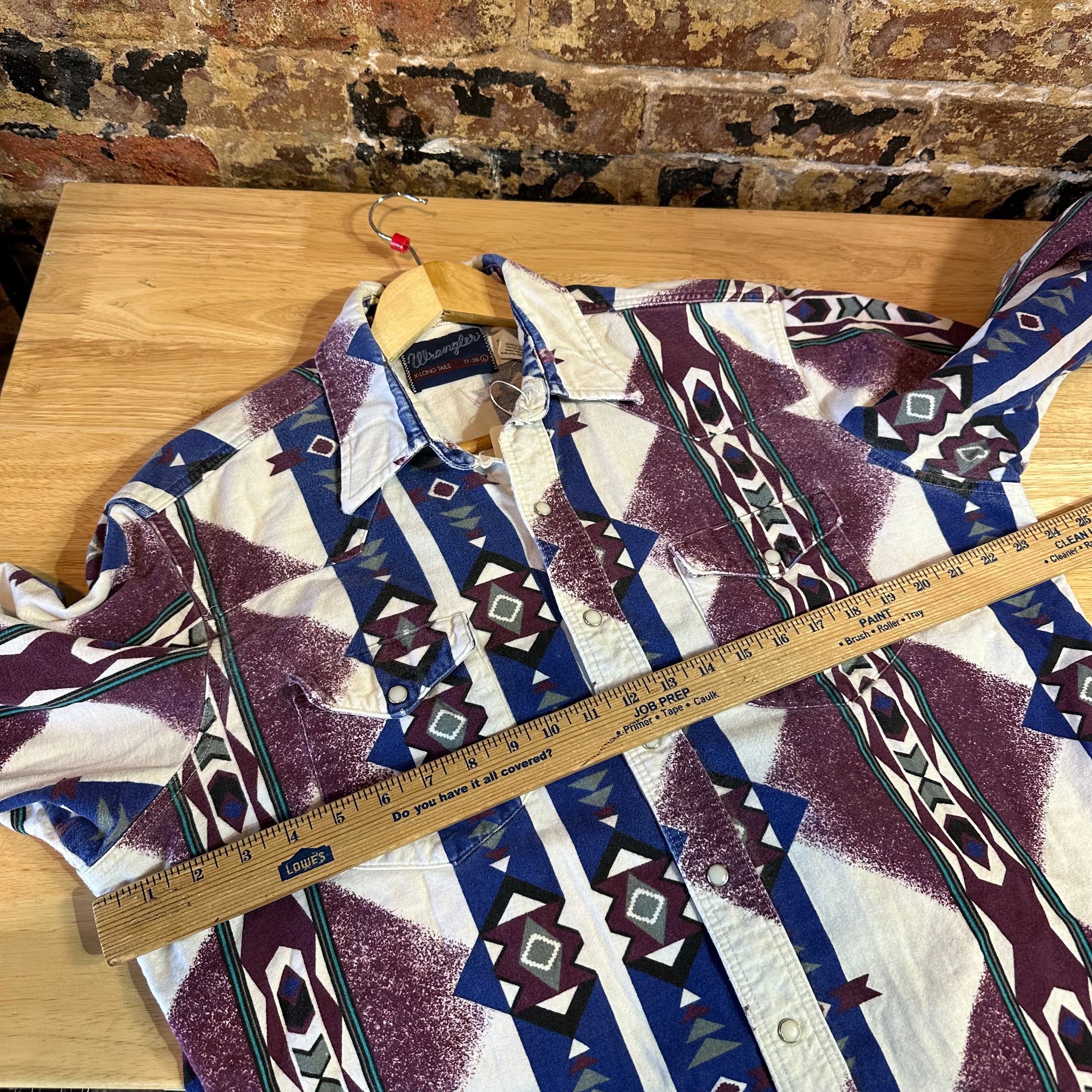 VTG Wrangler Men's Large Aztec Western Shirt
