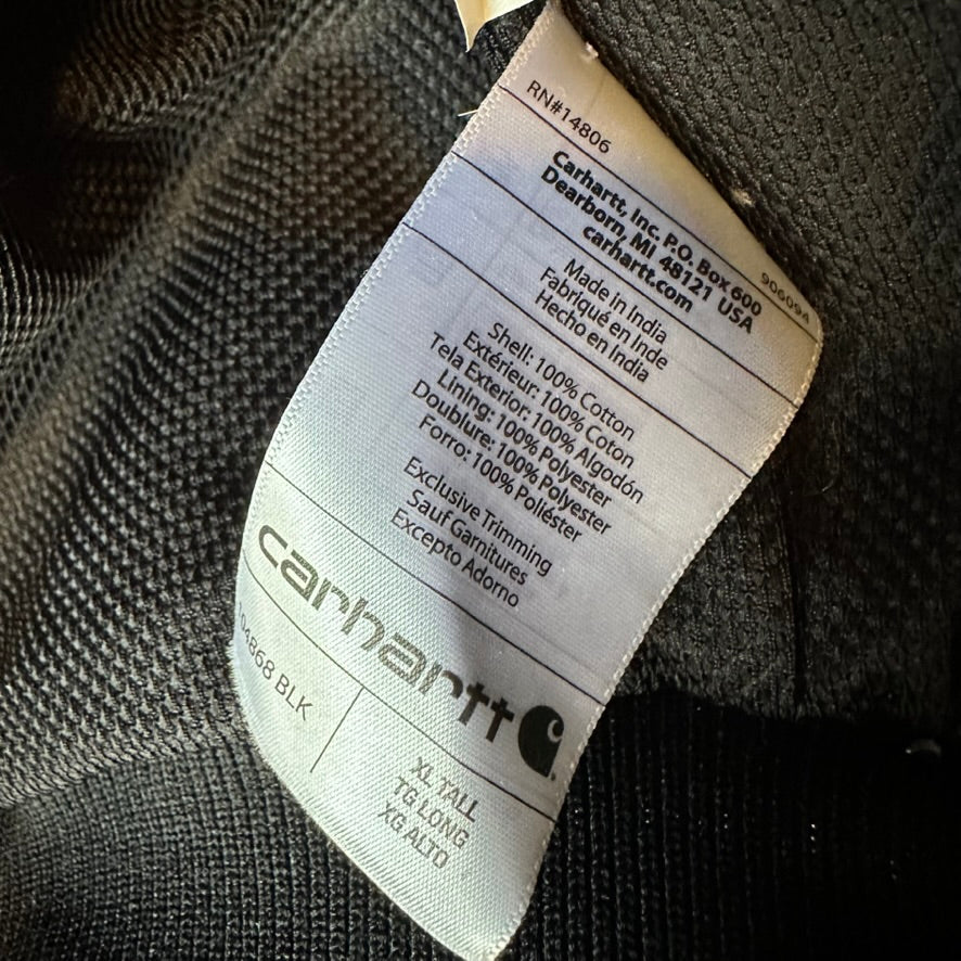 Carhartt J131 Black Jacket Mens XL Tall