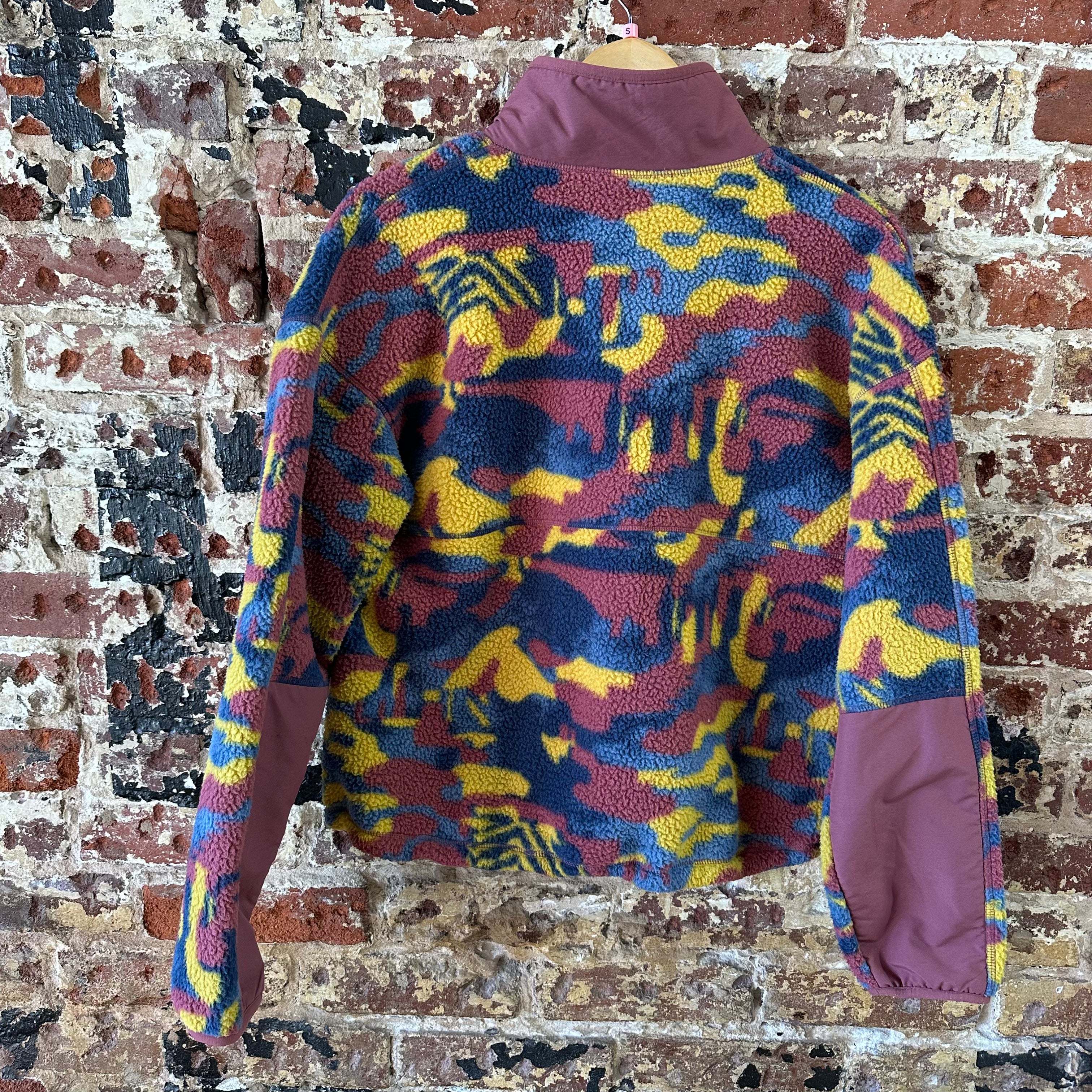 The North Face Womens Cragmont 1/4 Fleece Pullover Small Camo Blue Yellow Mauve