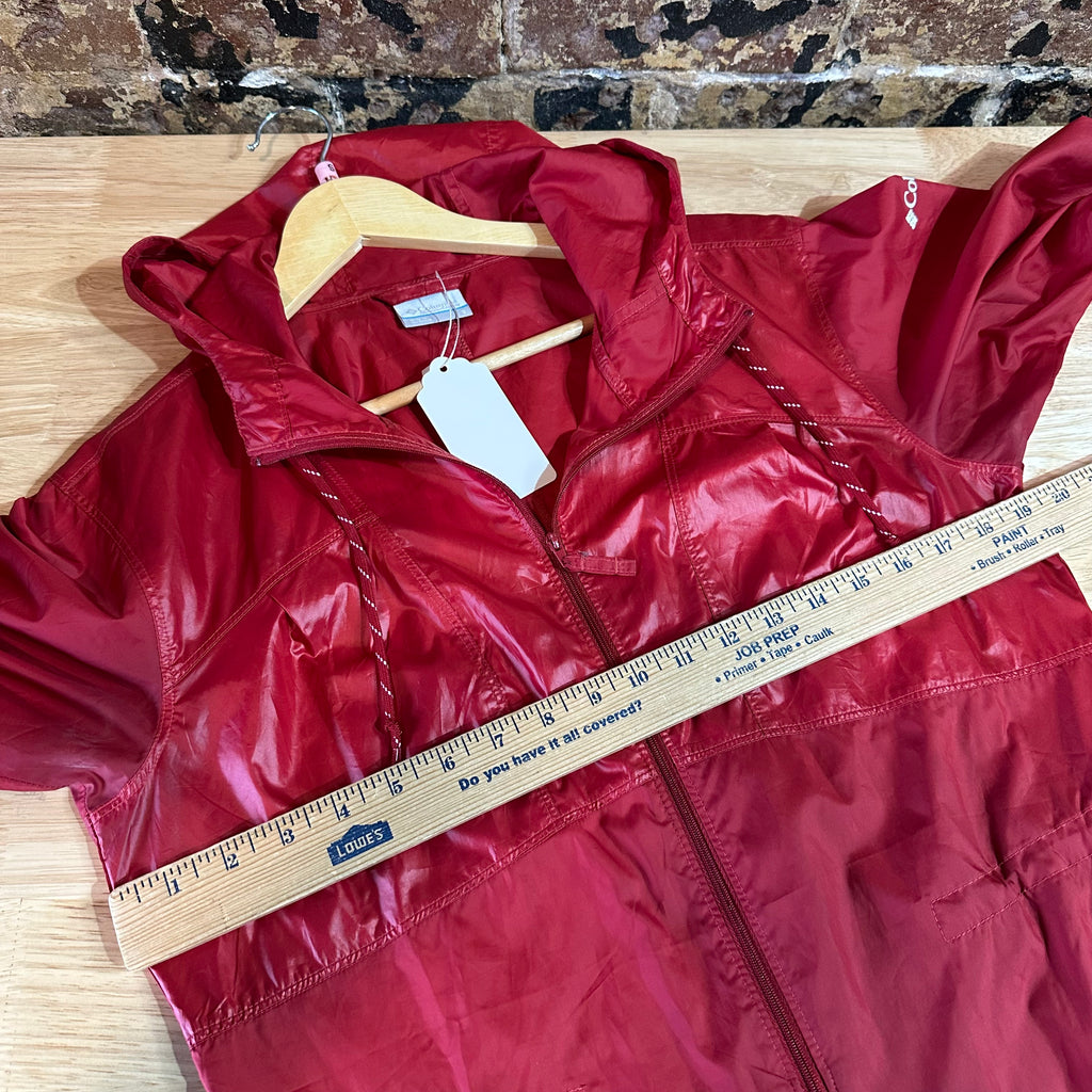 Columbia Windbreaker Women's Small Red Outdoor Rain Jacket Full Zip Hooded