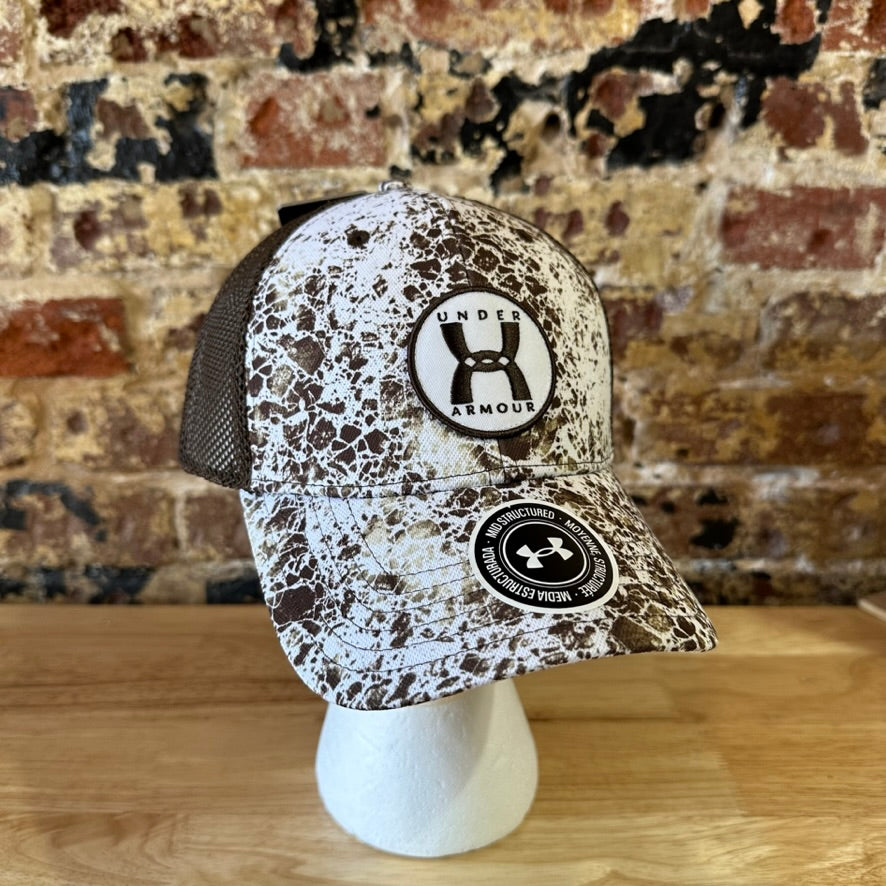 Under Armour UA Men's Brown White Camo Speckled One Size Cap Hat NWT
