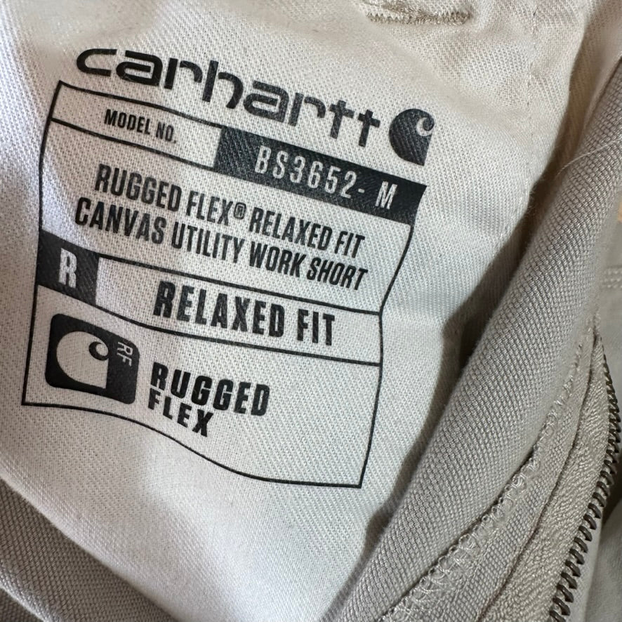 Carhartt Canvas Work Shorts Mens 38 Rugged Flex Utility Tan Beige