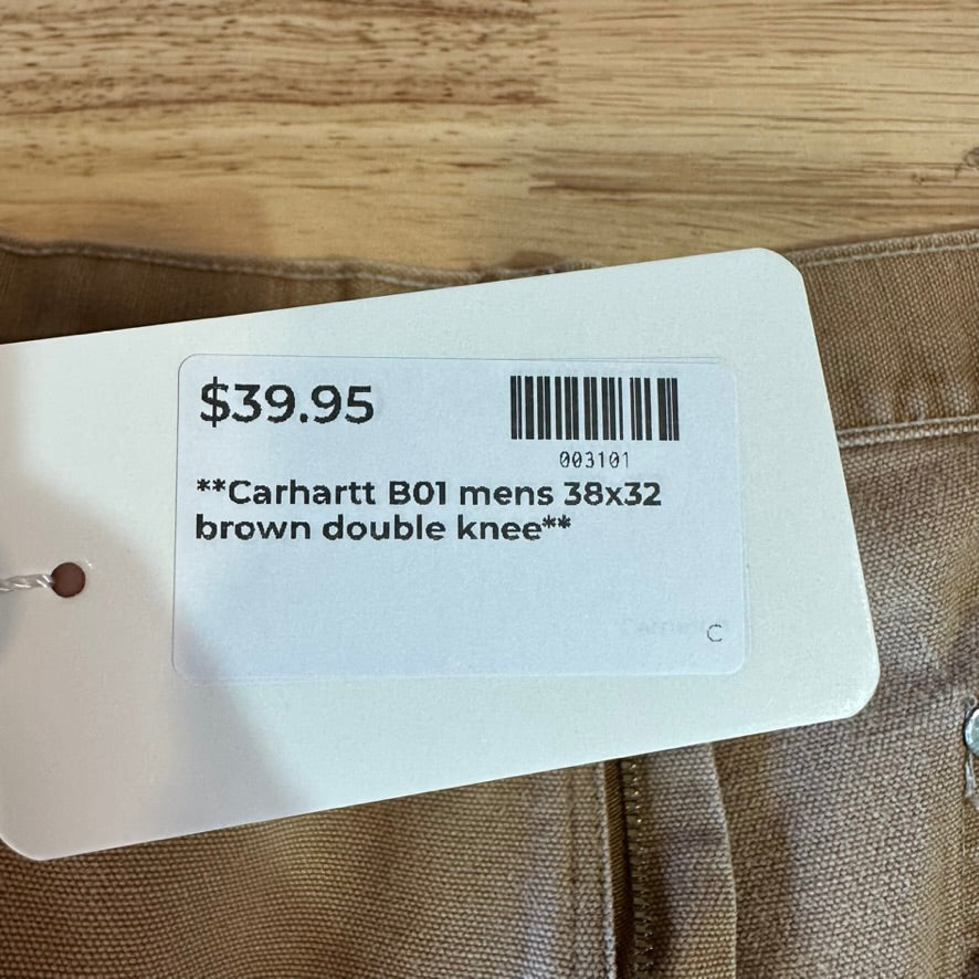 Carhartt Mens 38x32 Brown Double Knee Pants