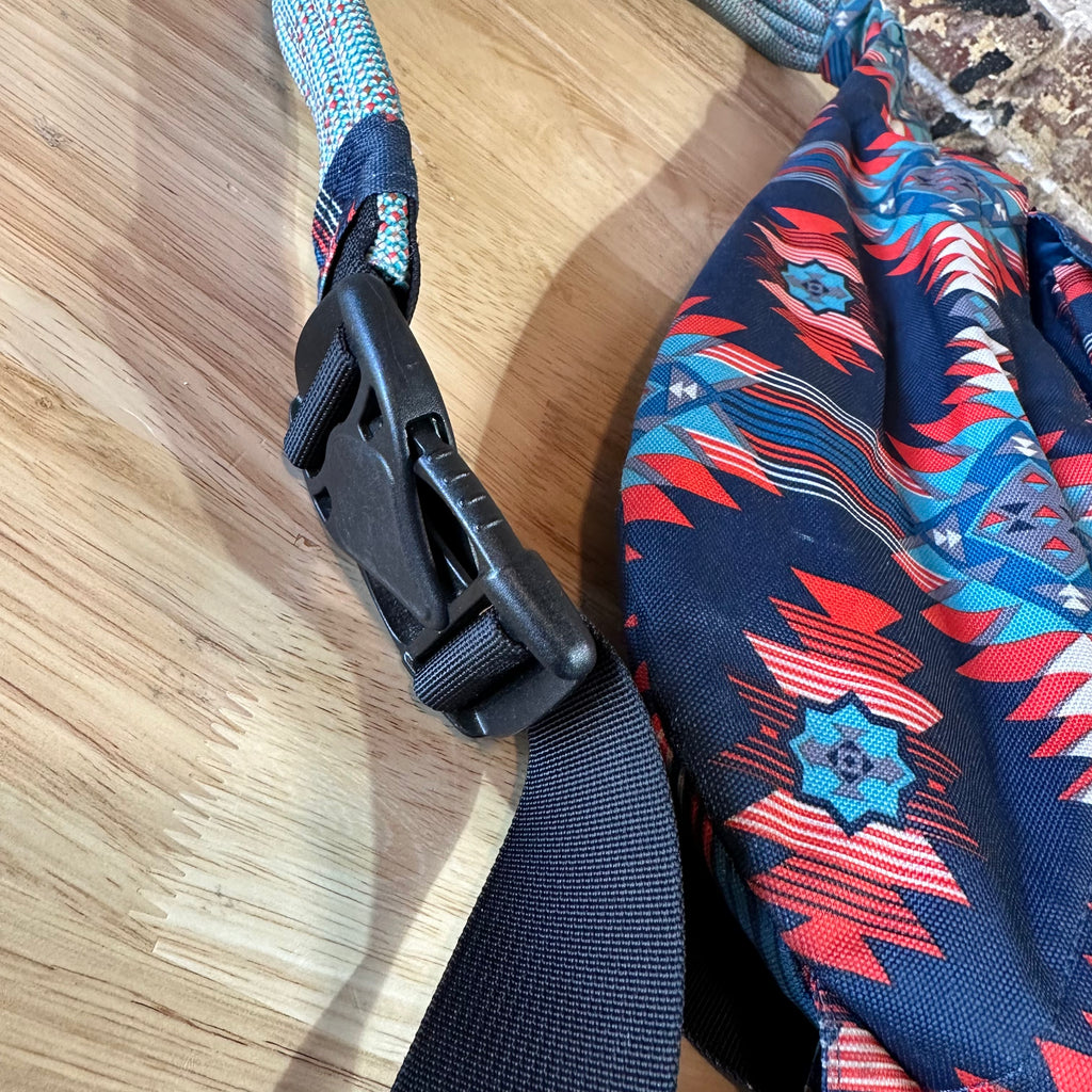 Kavu Crossbody Bag Rope Sling Backpack - Blue Red Aztec