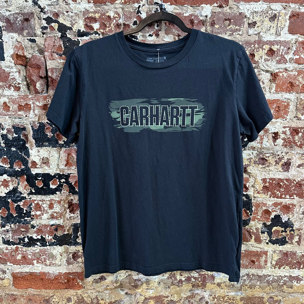 Carhartt Short Sleeve Black Camo Logo T-Shirt Boys XL Outdoor Hunting