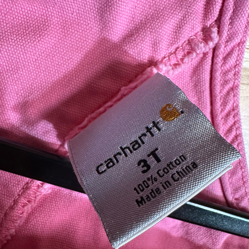 Carhartt Toddler Girls Size 7M pink Jean skirt denim bibs overalls cotton