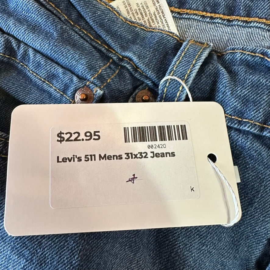Levis Mens 511 Blue Jeans 31x32 Slim Fit Modern Denim Levi's