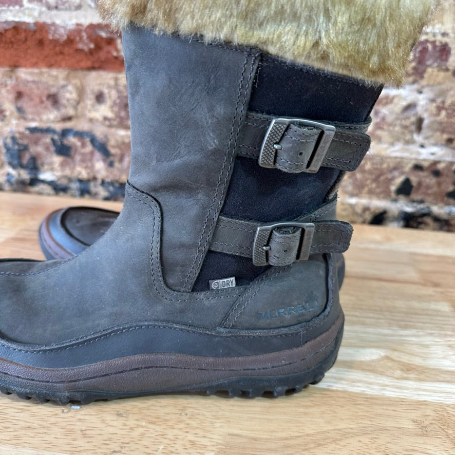 Merrell Decora Chant Black Womens 9 Waterproof Leather Insulated Winter Boots