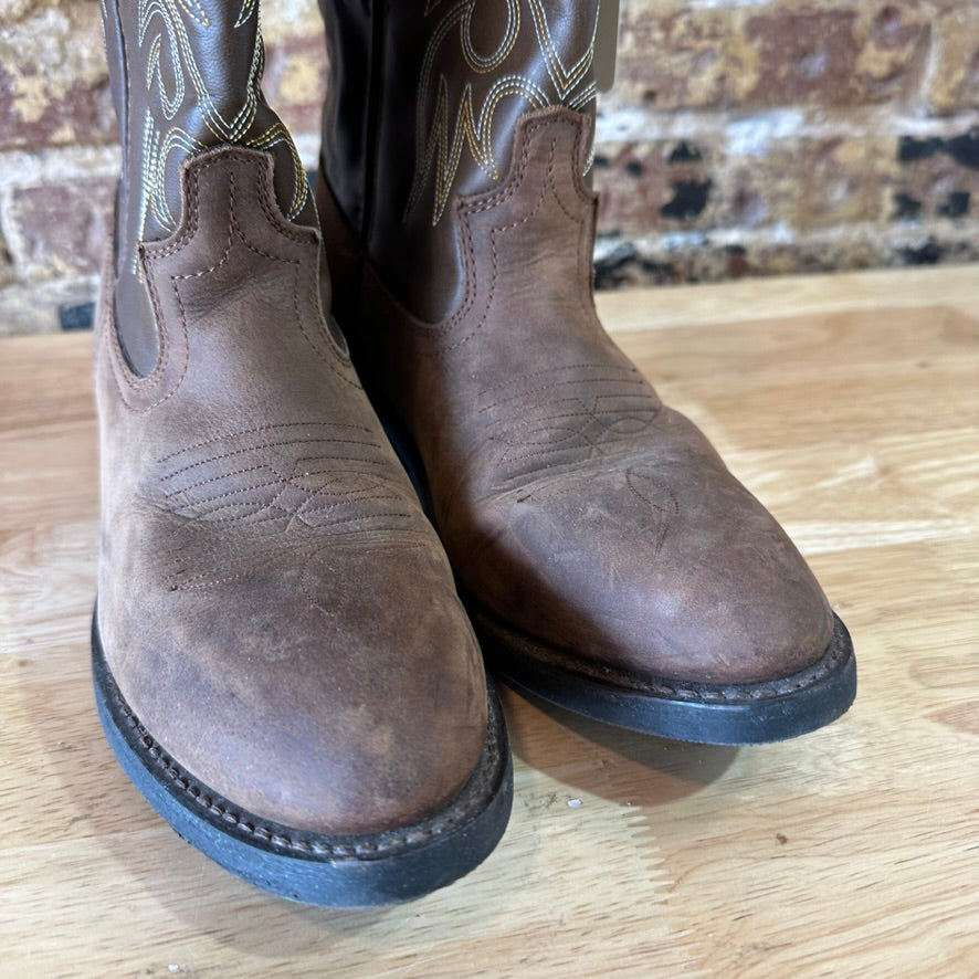 Laredo 4242 Lea Vamp Fox Brown Pull On Western Cowboy Boots Mens 8D