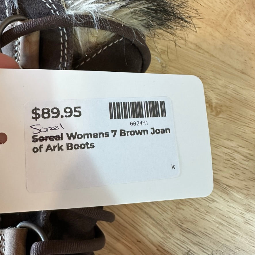 Sorel Joan Of Arctic Faux Fur Trimmed Leather Lace Up Boots Size 7 Brown